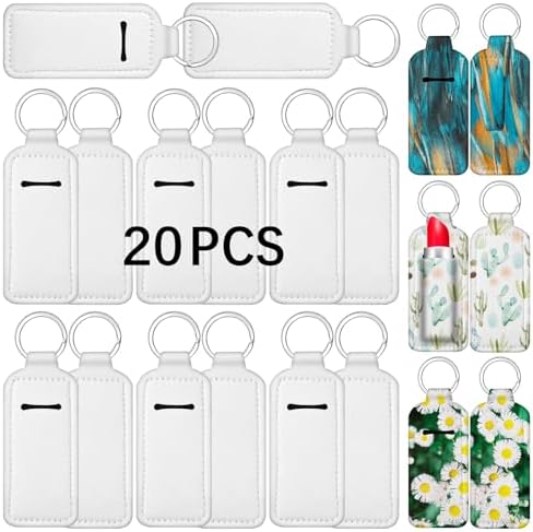 Sublimation chapstick holder blanks keychain,Bulk Neoprene Sleeve Key Ring Holder for sublimation keychain