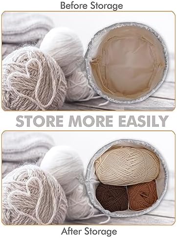TOGETRUE Yarn Bag, Small Knitting Crochet Bag, Portable Yarn Storage Bags Organizer for Crocheting Project, Store Skein Ball, Short Knitting Needle (Grey)