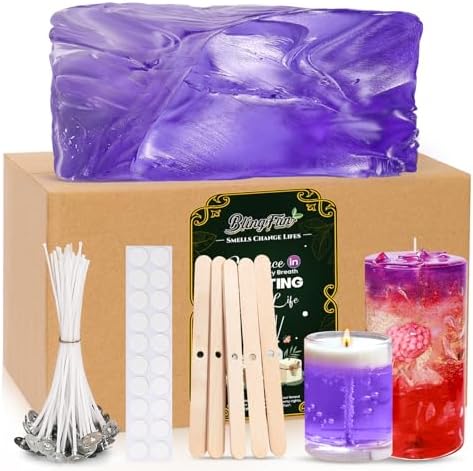 Blingfun Clear Wax for Candle Making-DIY Aromatherapy Candle Making Gel raw Materials, can add Dried Flowers/Fragrance, smokeless Safe Candle Materials, Birthday Christmas Gift Decoration (Purple)