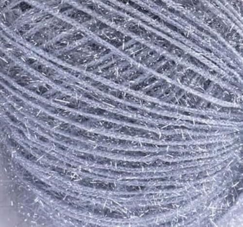 Sparkly Eyelash Fantasy Knitting Yarn | Metallic Lurex Nylon Short Eyelash Yarn | 50g (1.76oz) |140m(155 Yards) | Shiny Crochet Thread for Amigurumi & Decorative Projects (1, Grey)