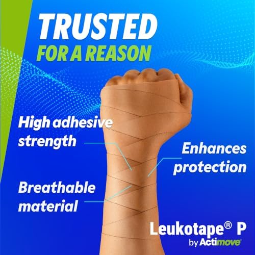 Leukotape P Adhesive Strapping Tape – for Sports Injuries, Strains and Sprains - 1.5 in x 15 yds, Tan, (1 Roll)