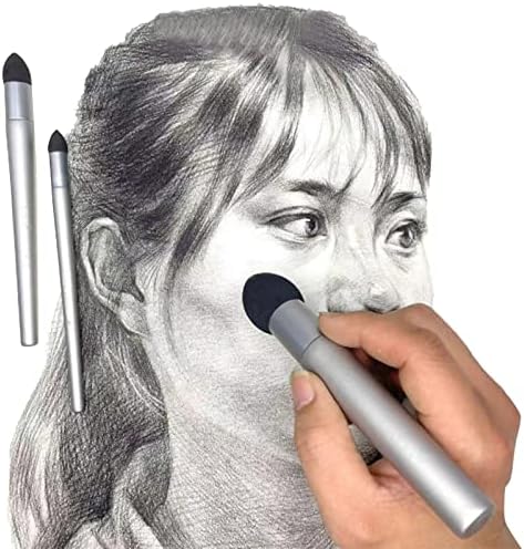 3Pcs Artist Blending Sponge Pen Washable Sketch Rubbing Sponge Brush Reusable Drawing Art Blenders Tools for Artist Professional Kids Student Sketch Drawing Correcting Lightening and Highlight
