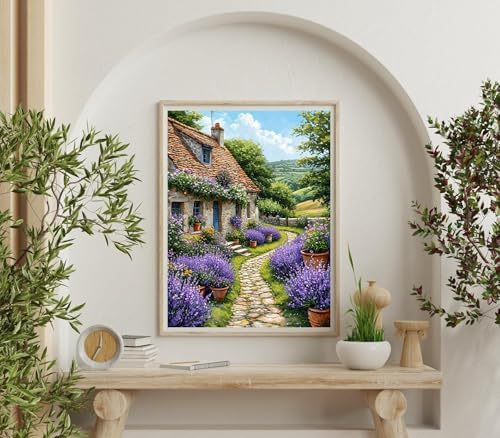 Accompany Wind Country Path Diamond Art Kits for Adults, 5D Diamond Painting Kits for Beginners,DIY Round Full Drill Diamonds Gem Art Crafts for Home Wall Decor Gifts 12x16 Inch