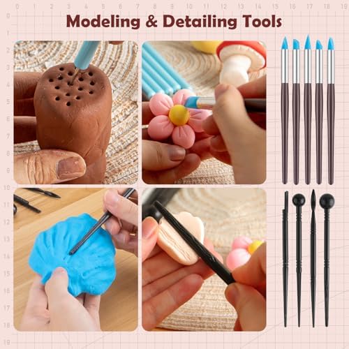 28PCS Ceramic & Pottery Modeling Tools, Clay Tools Sculpting, Polymer Tools Kit, Ceramics Tools Set, Air Dry Clay Tools for Carving, Molding, Pottery Wheel, Crafting Supplies, Pros, Beginners, Adults