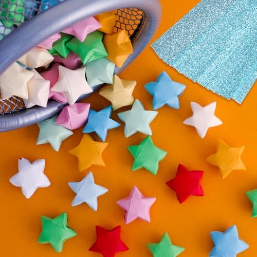 MECCANIXITY 360 Sheets Origami Paper Glitter Stars Papers Black Fold Paper for Beginner Arts Crafts Projects,0.4 x 9.3 Inch