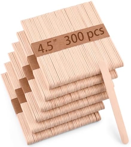 Sakolla 300 Pcs 4.5" Length Popsicle Wooden Sticks, Natural Birch Wood