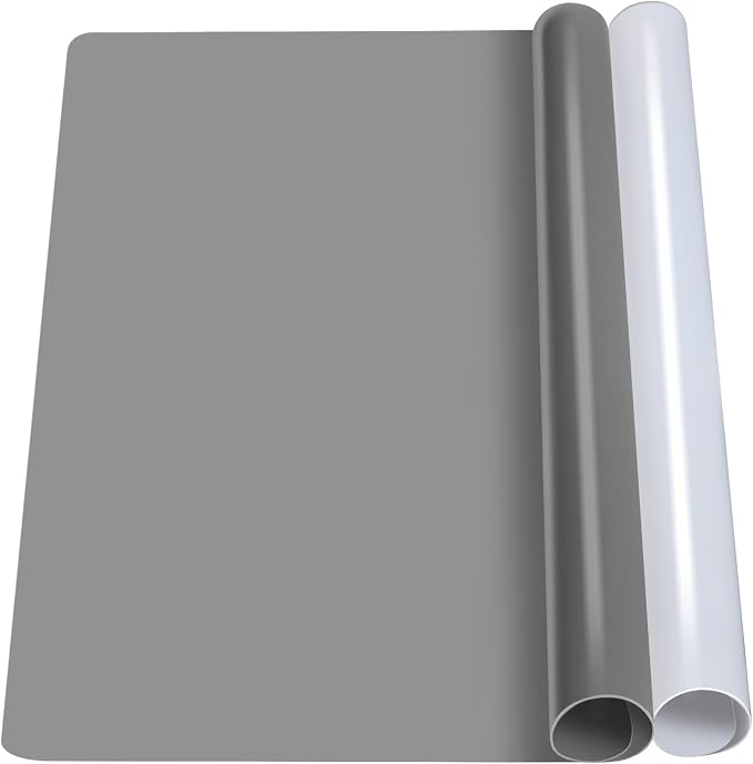 LEOBRO Silicone Mat for Resin Molds, 2 PCS 15.7" x 11.7" Play Dough Mat, Silicone Mats for Crafts, Jewelry Molds Mats, for Resin, Clay, Paint, Dark Gray & Clear