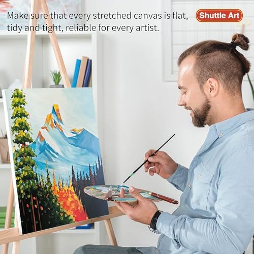 Shuttle 34-Pack Art Canvas for Painting, Multi-Size Stretched Canvas & Canvas Panels, 5x7/8x10/9x12/11x14 Inch 100% Cotton, Primed Blank Canvases, Ideal Art Supplies for Acrylic Oil Painting