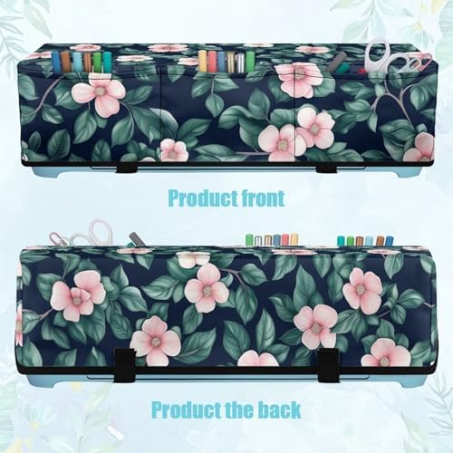 Binienty Tropical Floral Cutting Machine Dust-Proof Bag Craft Tool Organizer Washable with 3 Pockets Portable Cutting Machine Accessory Anti Dirty,Cutting Machine Protector Bag Carring Case