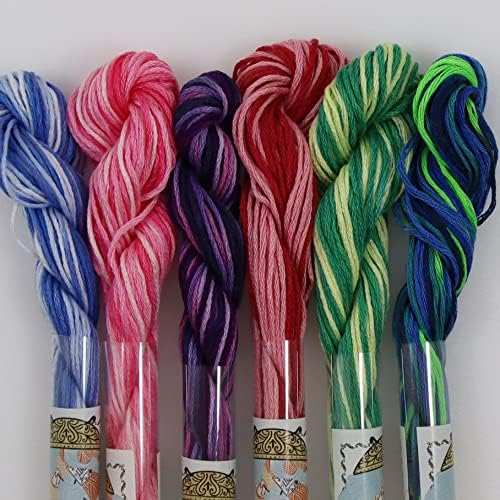 KCS Big skeins of 25 Meters Size 25 Color Variegated Cross Stitch Stranded Threads,6 skeins,03