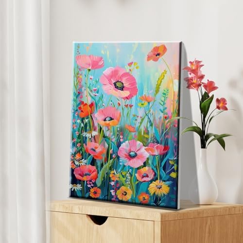 JOOZ Flower Paint by Number for Adults with Easel, 5D Paint by Numbers Kit
