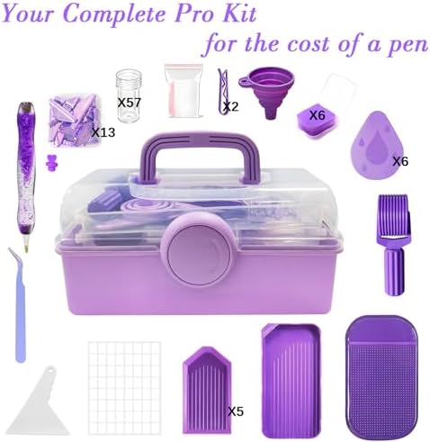 CXJINZE 119 Pcs Diamond Painting Tools Accessories Storage Kit, Purple