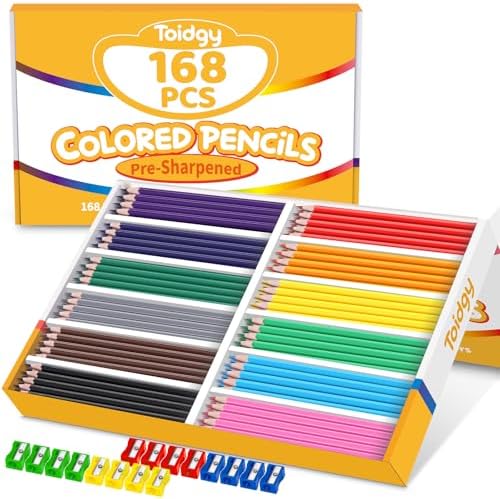 168 Packs Colored Pencils Bulk Classroom, Colored Pencils for Kids 12 Color | Coloring Pencil Set Plus 16 Sharpeners, Pre-sharpened Color Pencil, Back to School Supplies Bulk for Teachers