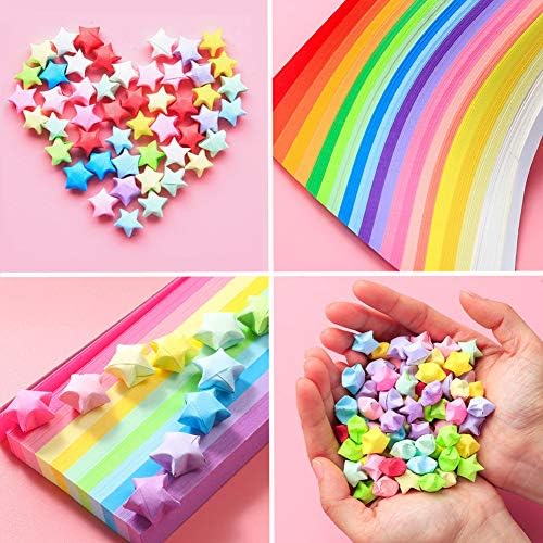 Mluchee 2340 Sheets Folding Stars Paper Strips Double Sided Lucky Colorful Stars 25 Colors Decoration Folding Paper for Thanksgiving Christmas Gifts Crafting Supplies, School Teaching, DIY Projects