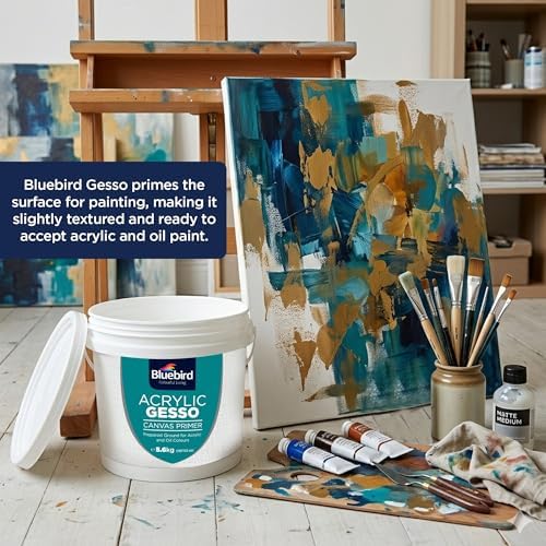 BLUEBIRD Heavy Gesso Primer for Acrylic Painting, Gesso Surface Prep Medium for Acrylic Paint and Oil Paint (White, 197.5 Oz)