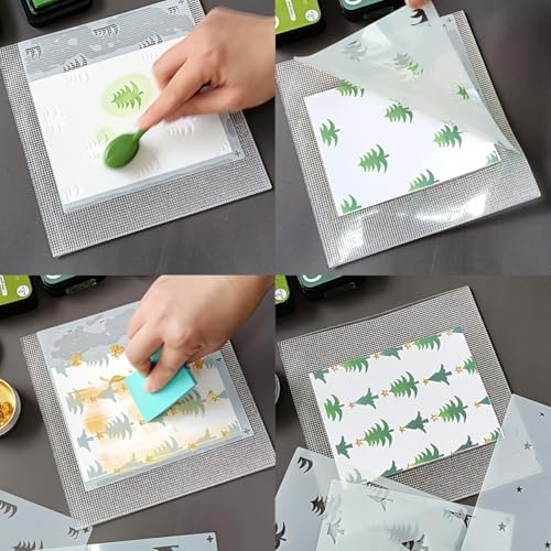 Alinacutle 2pcs 7in x7in Sticky Grip Mat Multi-Use Non-Slip Sticky Mats for DIY Art Card Making Hold Your Cardstock in Place, Easy to Clean and Reusable, Scrapbooking Card Making Tool