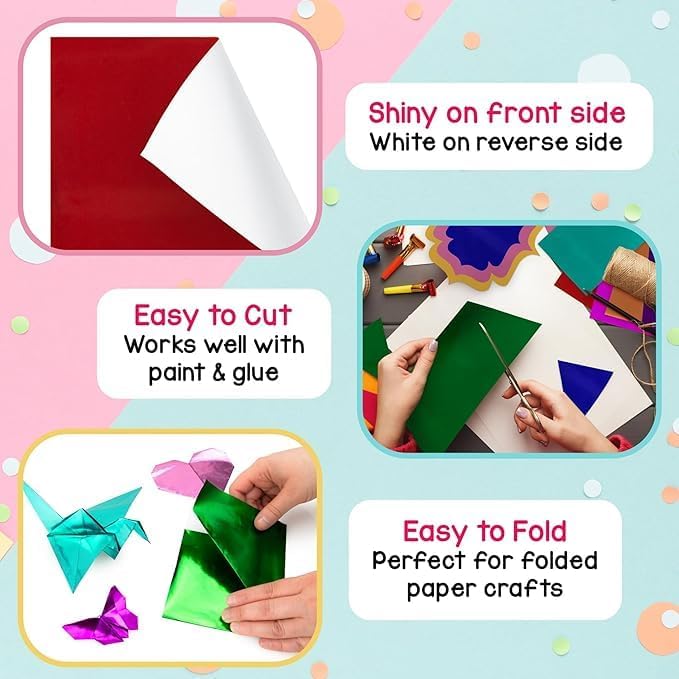 Hygloss Metallic Foil Paper - 20 Sheets Pink and Red Shiny Papers - 8.5x10 Inches - Ideal Foil Papers for Crafts - Shiny Craft Paper Sheets