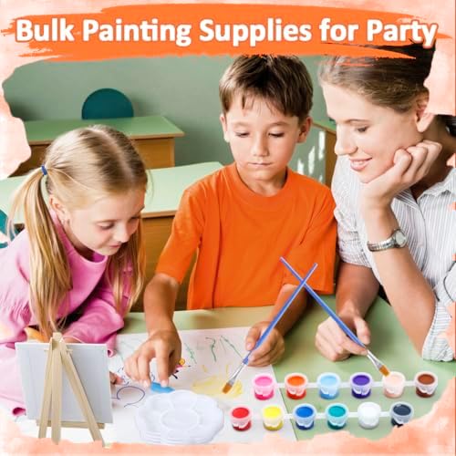 24Set Canvas and Easel for Painting, Washable Acrylic Set, 12 Color