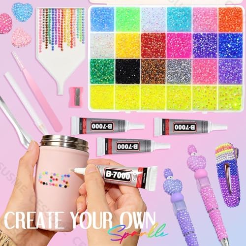 28000 Pcs Color Rhinestones Bedazzling Kit, Yellow Resin Gems with Tools