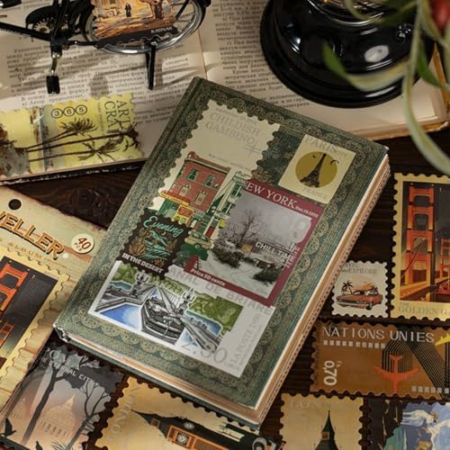 160 Pcs Aesthetic World Travel Stamp Stickers with Silver Foil