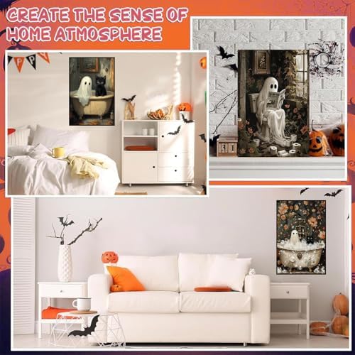 Axquilon 3 Packs Halloween Framed Paint by Numbers Kit for Adults 8x10in