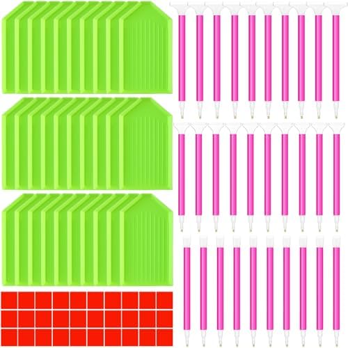 Affrolling 90 Pcs Diamond Art Tools, Drill Pens Trays Glue Clay