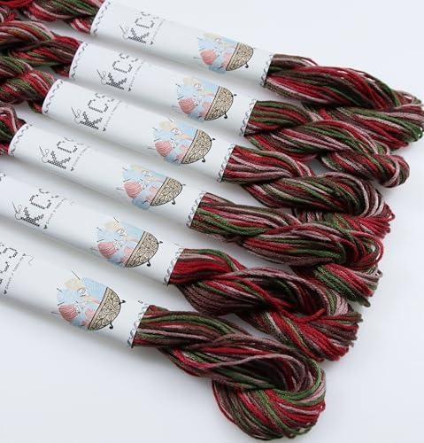 KCS Big skeins of 25 Meters Size 25 Color Variegated Cross Stitch Stranded Threads,6 skeins,4518