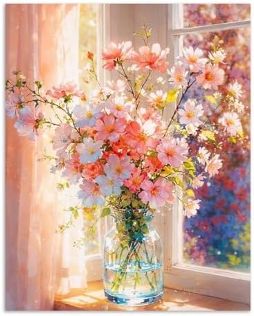 Alptiny Beautiful Flower Paint by Numbers Kit for Adults Beginner, Vase Plants Paint by Number Kits on Canvas, Floral Oil Painting Kit for Home Decor or Gift - 16x20 Inch