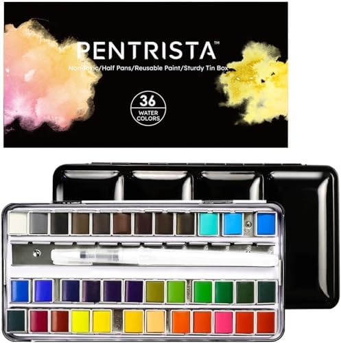 36 Colors Solid Watercolor Paint Set with Refillable Water Brush
