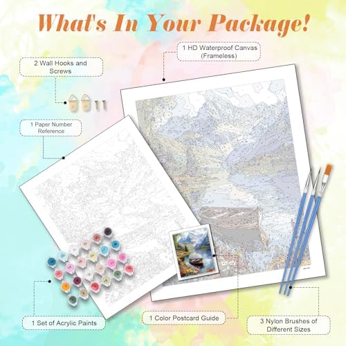 Kalonyth Boat Paint by Numbers Kit for Adults, 16x20 inch, No Framed