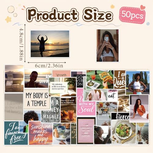 Affirmation Vision Board Supplies - 50 Pcs Black Girl Stickers Bulk