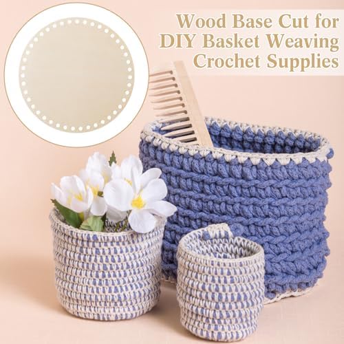 Fanfanwin 12 Pcs Wooden Basket Bottom Moses Crochet Basket Round Base Unfinished Wood Knitting Base for DIY Craft Weaving Making Supplies Home Decoration(8 Inches)
