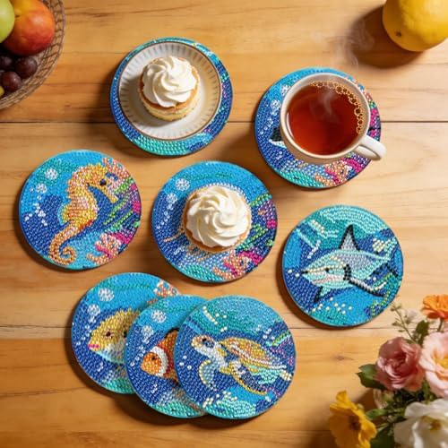 Leatrice Small Diamond Art Coasters Set Diamond Painting Kits for Adults