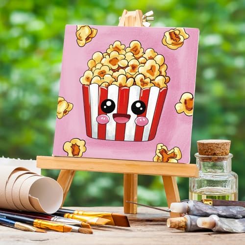 Anseal 12 Packs Pre Drawn Canvas to Paint, 4" X 4" Foods Pre-Printed Paint Party for Painting, Pre Stretched Canvas Outline Painting Boards for Paint Lovers, Party Favor