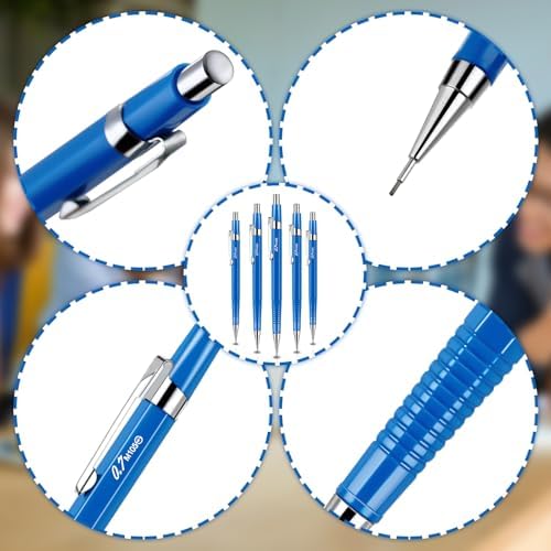 Outus 8 Pcs Metal Mechanical Pencils with Lead Refills, Blue, Black