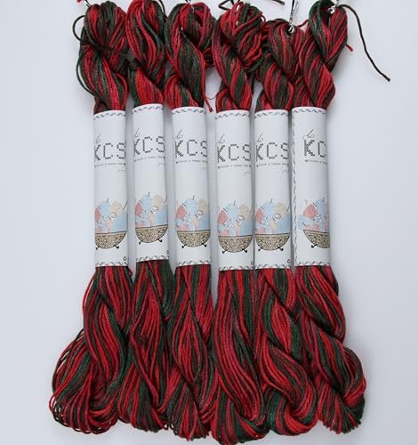 KCS Big skeins of 25 Meters Size 25 Color Variegated Cross Stitch Stranded Threads,6 skeins,4519