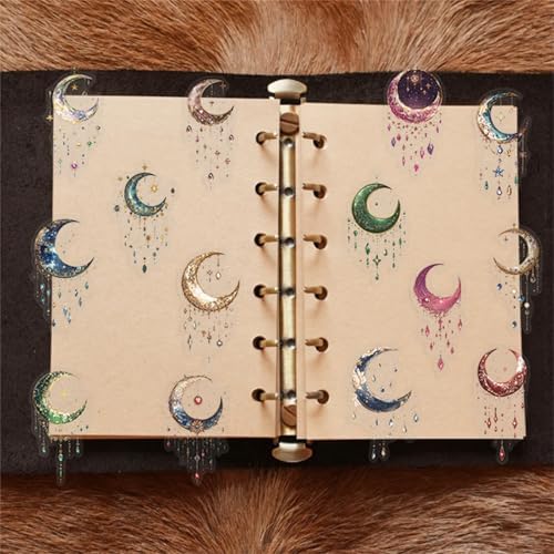 Fantasy Galaxy Stickers - 50pcs Aesthetic Transparent Waterproof Celestial Decals for Water Bottle Laptops,Scrapbook,Journals,Kindle Case Teens and Adults (Bright Color)