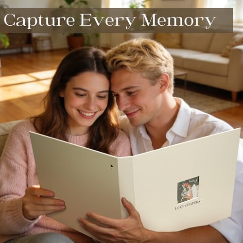 Vienrose Linen Scrapbook Photo Album Kit, Large 3 Ring Binder Scrapbook with 30 Plastic Sleeves, 15x13 Inch DIY Memory Book for Wedding, Anniversary, Family & Kids Keepsake Gift, Beige