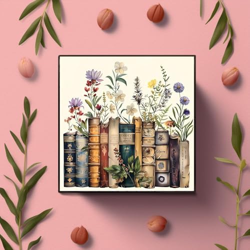 EIBEILI Adult Square Diamond Art Kit, Book Flower Diamond Painting Kit Suitable for Beginners DIY 5D Full Diamond Dot Craft Home Wall Decoration Gift 12x16 inch