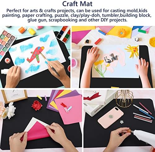 Gartful 2 Pack Silicone Crafting Mats, 15.7" x 11.8" Silicone Mat for Crafts, Large Heat Resistant Sheet for Jewelry Casting, Epoxy Resin, Painting, Counter Table Protector, Placemat, Nonstick, Black