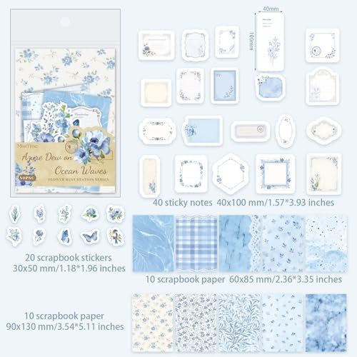 BESARME 480 Pcs Floral Scrapbook Paper and Junk Journal Stickers Set
