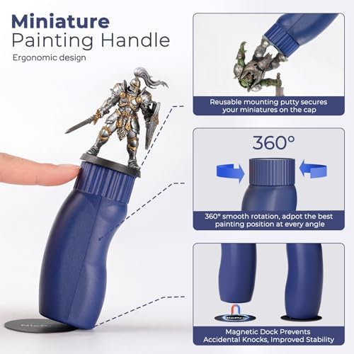 Nicpro Professional Miniature Painting Kit - 25PCS Miniature Paint Brushes Drybrush with Magnetic Painting Handle, Model Paint Brushes for Miniatures, Model, Craft, Acrylic Painting, with Nylon Bag