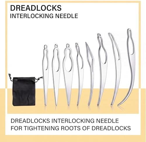 WILLBOND 8 Pcs Interlocking Tool for Locs Dreadlocks Crochet Hook, Silver