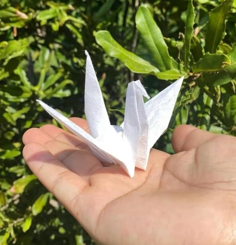 A5 50 Sheets Natural Fiber Mulberry Tree, Mulberry paper Sheets Square Origami, Arts Folding Craft, Decoration, Paper for DIY Crafts. 8.3" x 5.8" (White, A5)