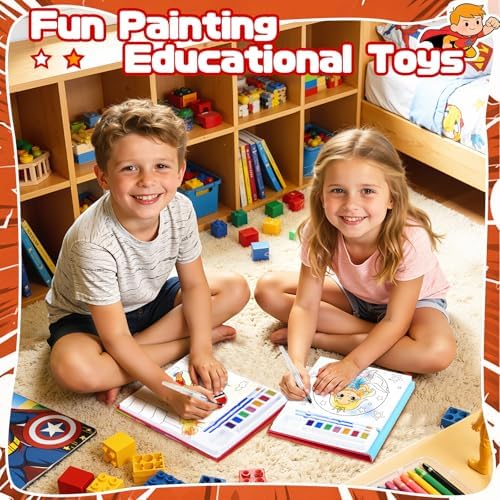 CHICAUP Water Color Painting Set for Kids, Mess Free Watercolor Coloring Books, Arts and Crafts for Boy Ages 3-5 4-8, Travel-Friendly Drawing Kit Gifts for Birthday Christmas