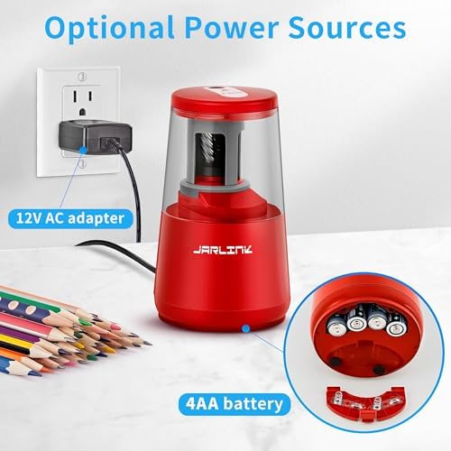 JARLINK Electric Pencil Sharpener, Heavy Duty Helical Blade, Auto Stop