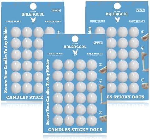 Taper Candle Sticky Dots - White Wax Candle Adhesive Dots for Secure Candle Placement - Easy Clean and Traceless Adhesive for DIY Projects - Pack of 72