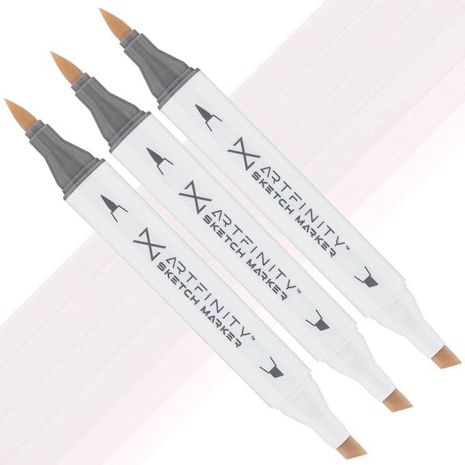 Artfinity Sketch Markers - Set of 3 - Pink Beryl RV9-0, Vibrant, Professional, Dye-Based Alcohol Markers for Artists, Drawing, Travel, & More