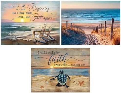 Lophomie 3 Pcs Diamond Art Kits for Adults, 5D Beach Diamond Painting Kits