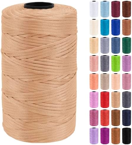 JeogYong Polypropylene Ribbon Yarn 3mm x 218 Yards Flat Macrame Cord 3mm Crochet Yarn for Handbags, Shopping Bags, Sun Hats, Shoes, DIY Crafts, Decorative Projects